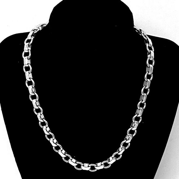 Signed MADEWELL Chunky Chain Choker Necklace Bold Linked Silver Tone 16" +3" - Picture 1 of 6